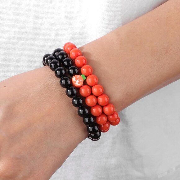 3PCS Halloween Healing Crystal Natural Stone Beaded Stretch Bracelet for Women - Picture 3 of 6